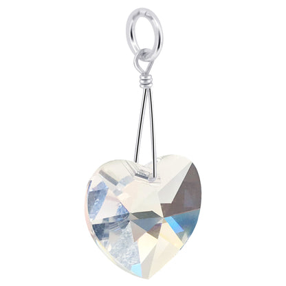 .925 Silver Pendant with Heart Shape Multifaceted Austrian Crystals