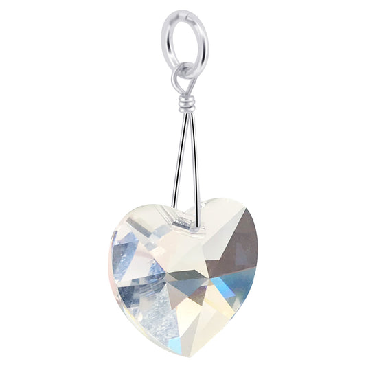 .925 Silver Pendant with Heart Shape Multifaceted Austrian Crystals