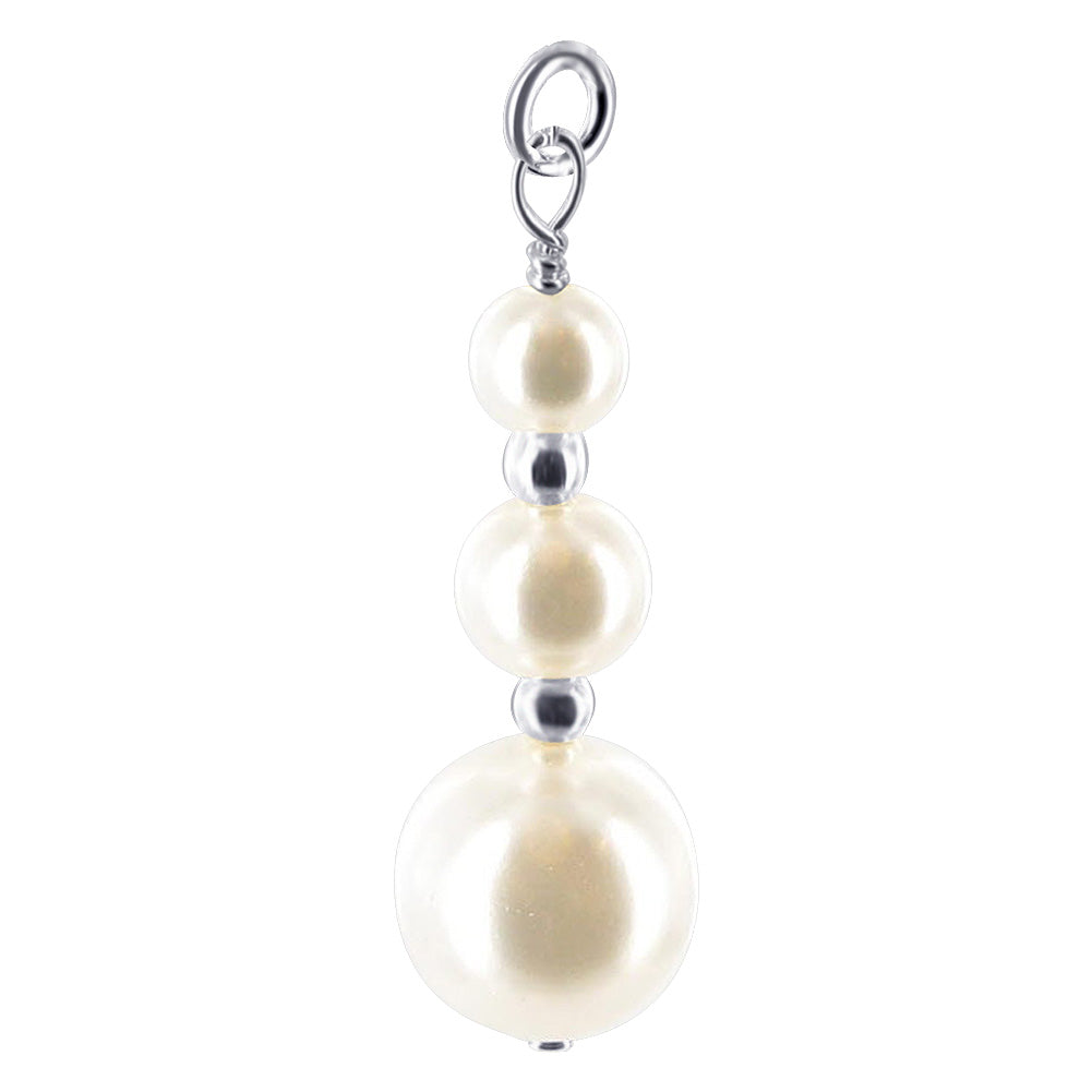 .925 Sterling Silver Round Shape Simulated Pearl Pendant
