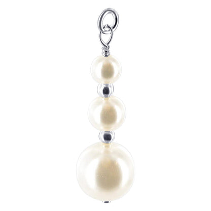 .925 Sterling Silver Round Shape Simulated Pearl Pendant