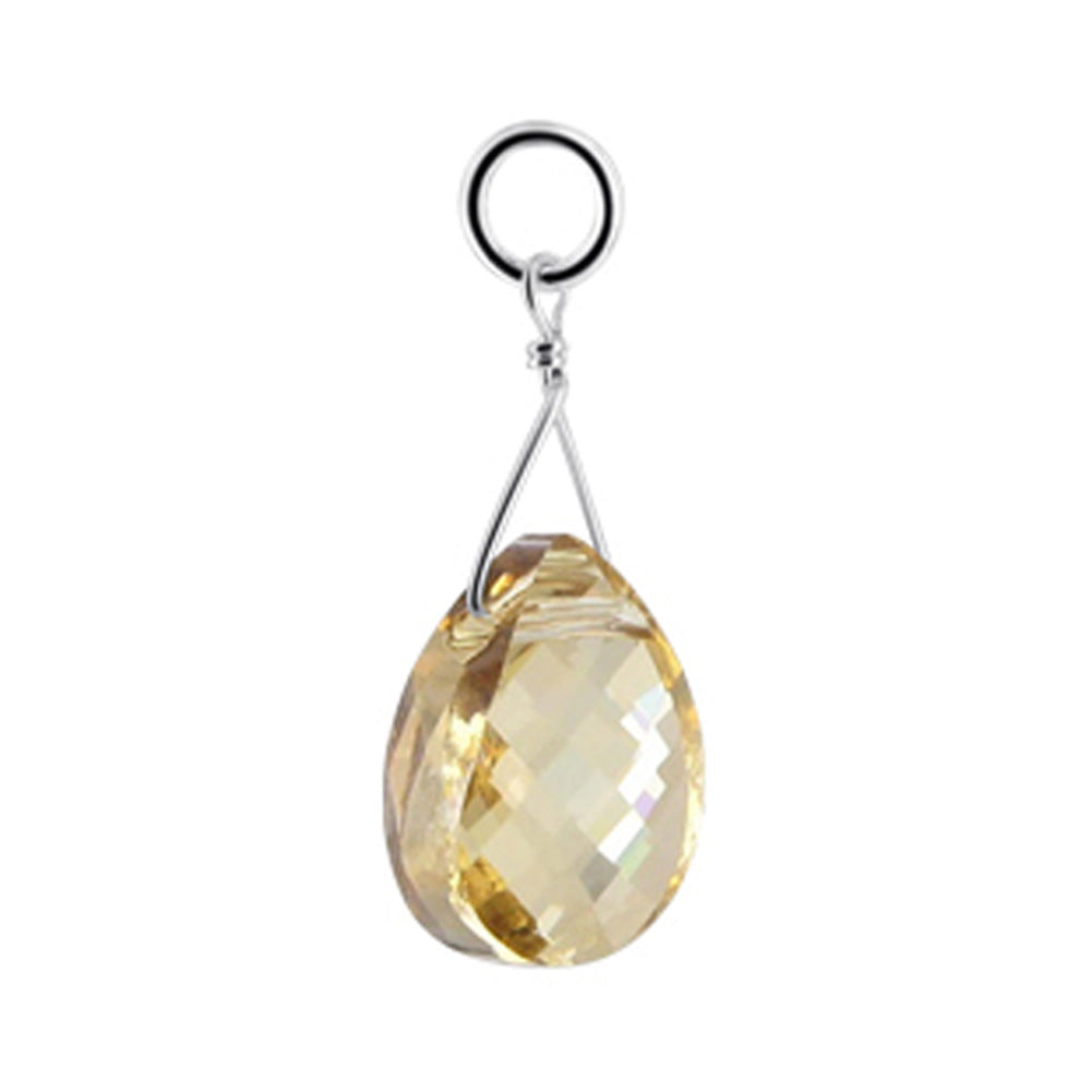 .925 Sterling Silver Pendant with Teardrop Multifaceted Austrian Crystals