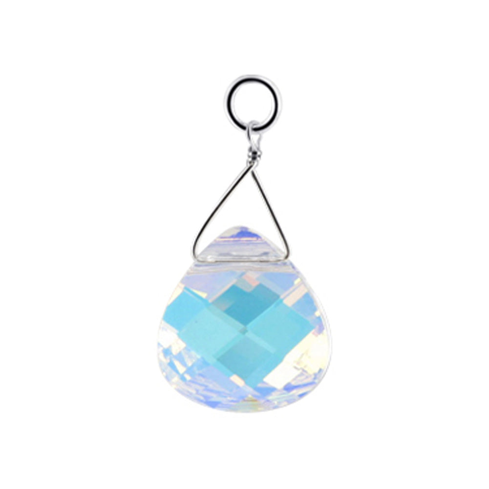 .925 Sterling Silver Pendant with Teardrop Multifaceted Austrian Crystals