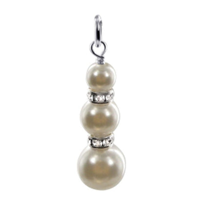 Faux Pearl Sterling Silver 1 inch Charm Pendant - Gem Avenue