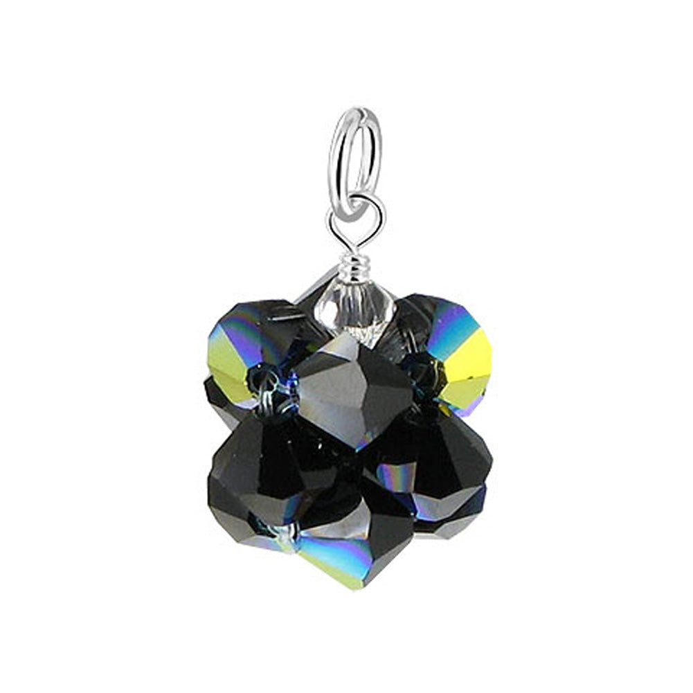 .925 Sterling Silver Bicone Crystal Pendant