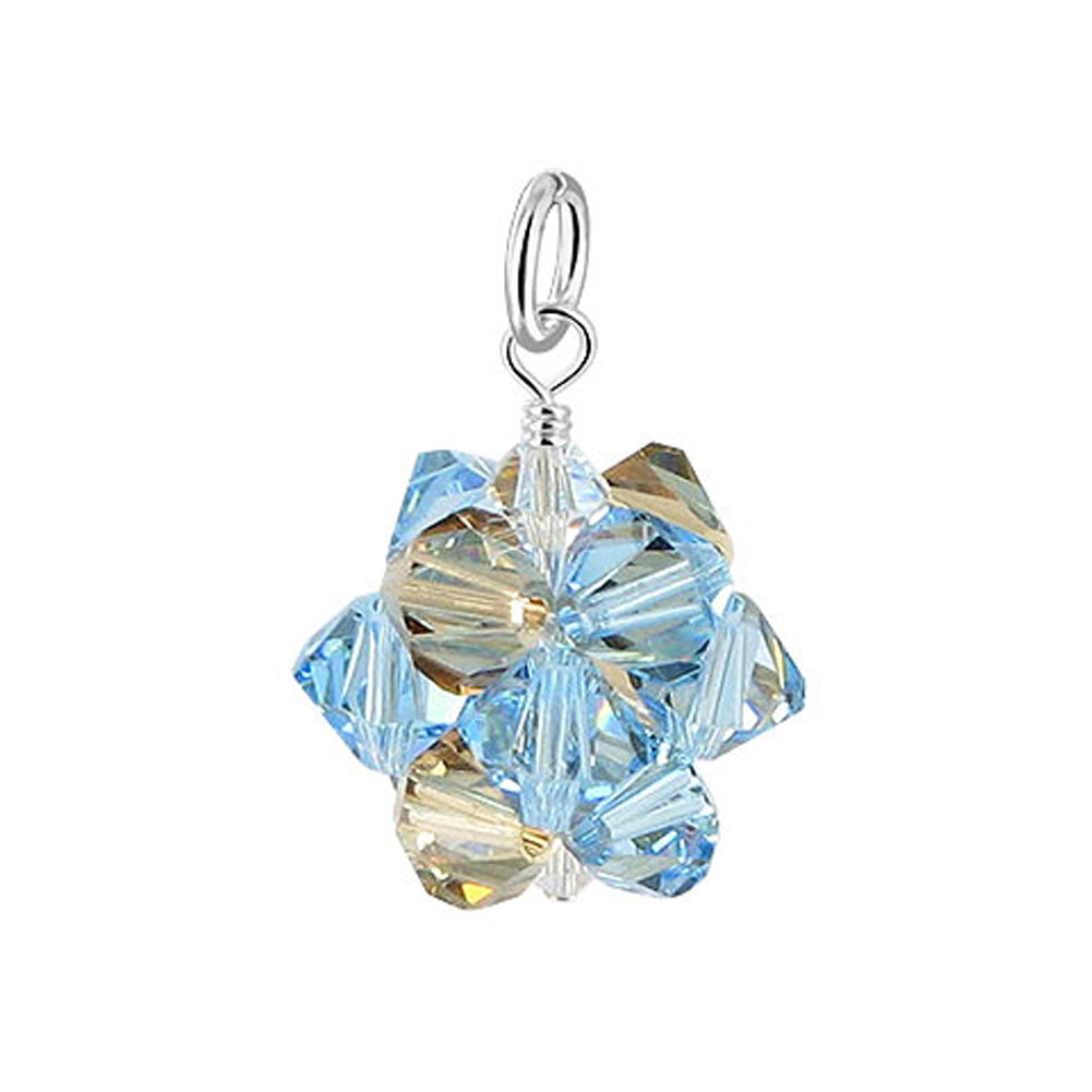 .925 Sterling Silver Bicone Crystal Pendant
