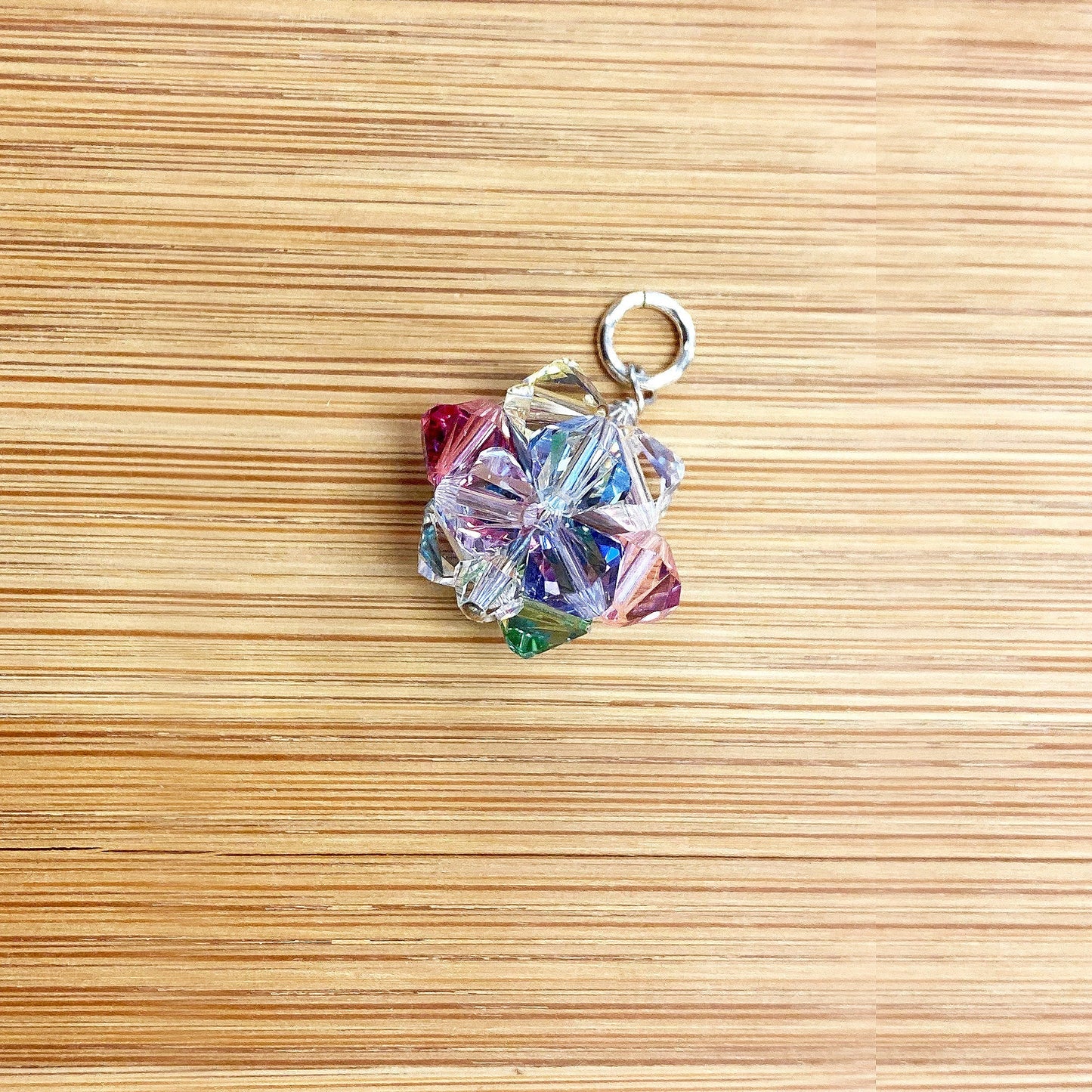 .925 Sterling Silver Bicone Crystal Pendant