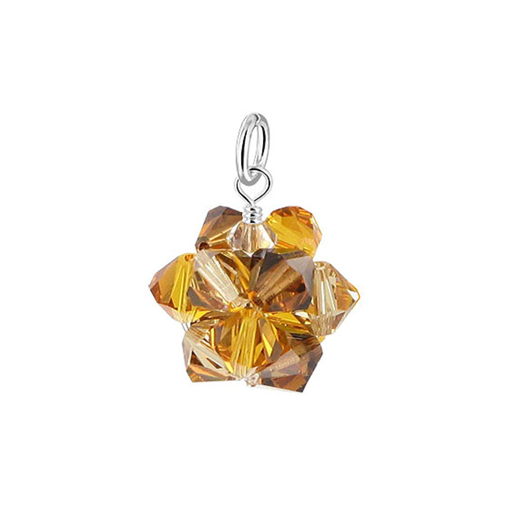 .925 Sterling Silver Bicone Crystal Pendant
