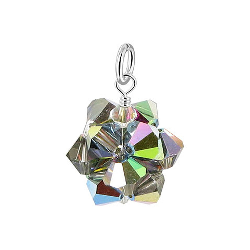 .925 Sterling Silver Bicone Crystal Pendant
