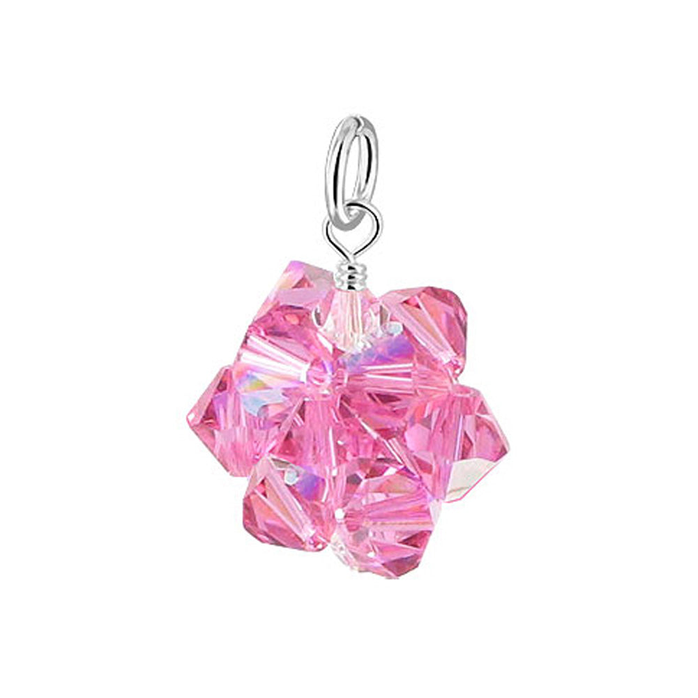 .925 Sterling Silver Bicone Crystal Pendant