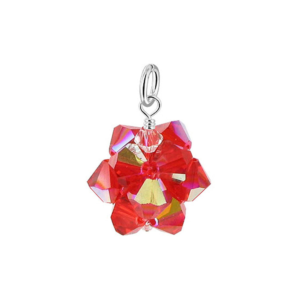 .925 Sterling Silver Bicone Crystal Pendant