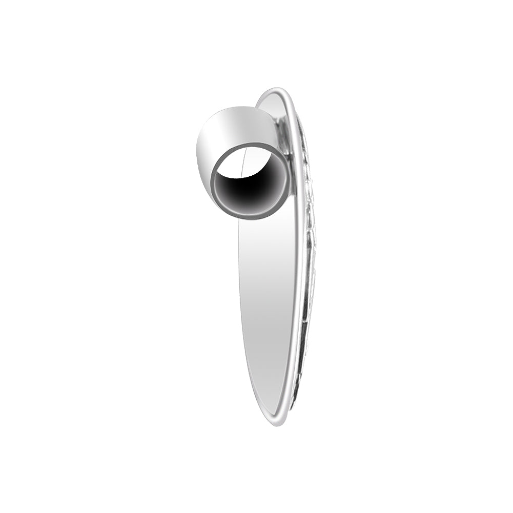 Oval Floral Design Polished 925 Sterling Silver Slide Pendant - Gem Avenue