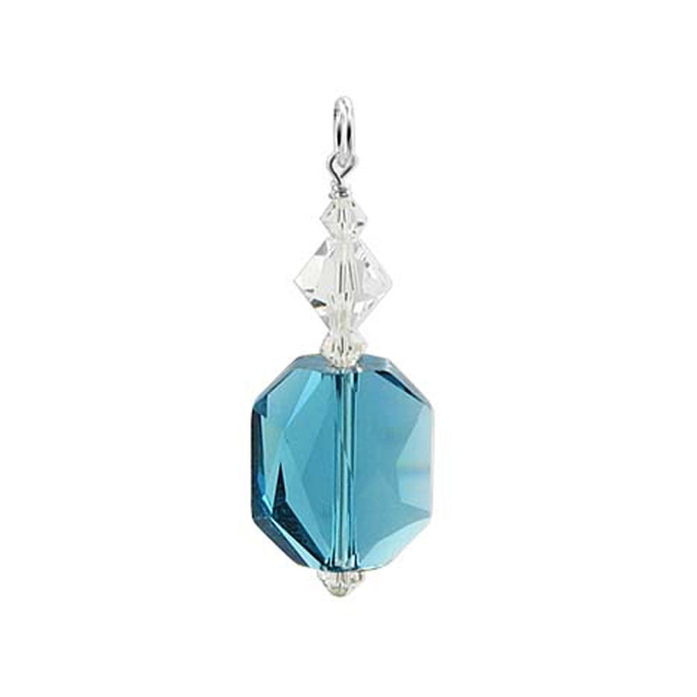 .925 Sterling Silver Pendant with Multifaceted Bicone Austrian Crystal