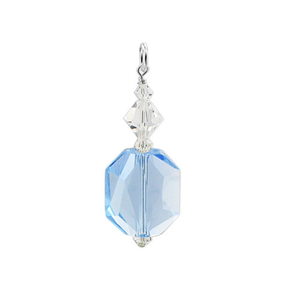 .925 Sterling Silver Pendant with Multifaceted Bicone Austrian Crystal