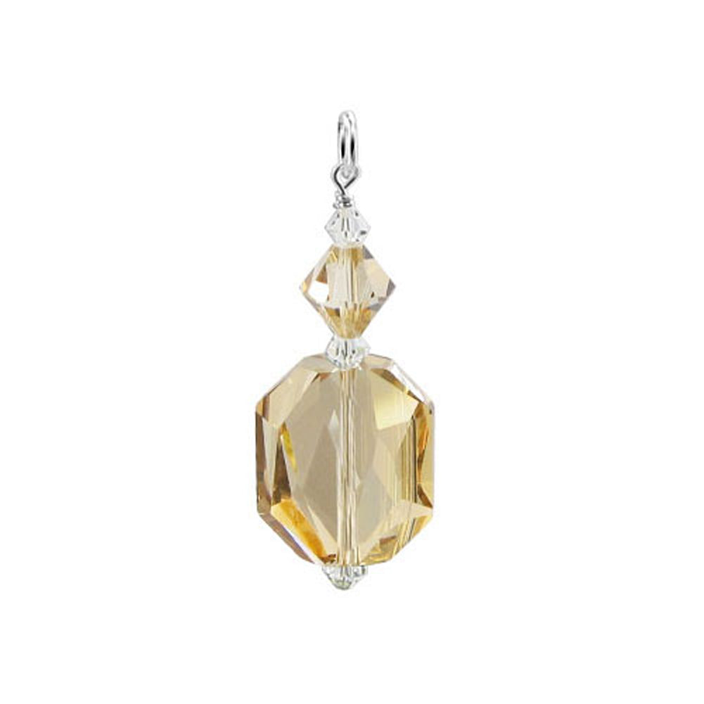 .925 Sterling Silver Pendant with Multifaceted Bicone Austrian Crystal