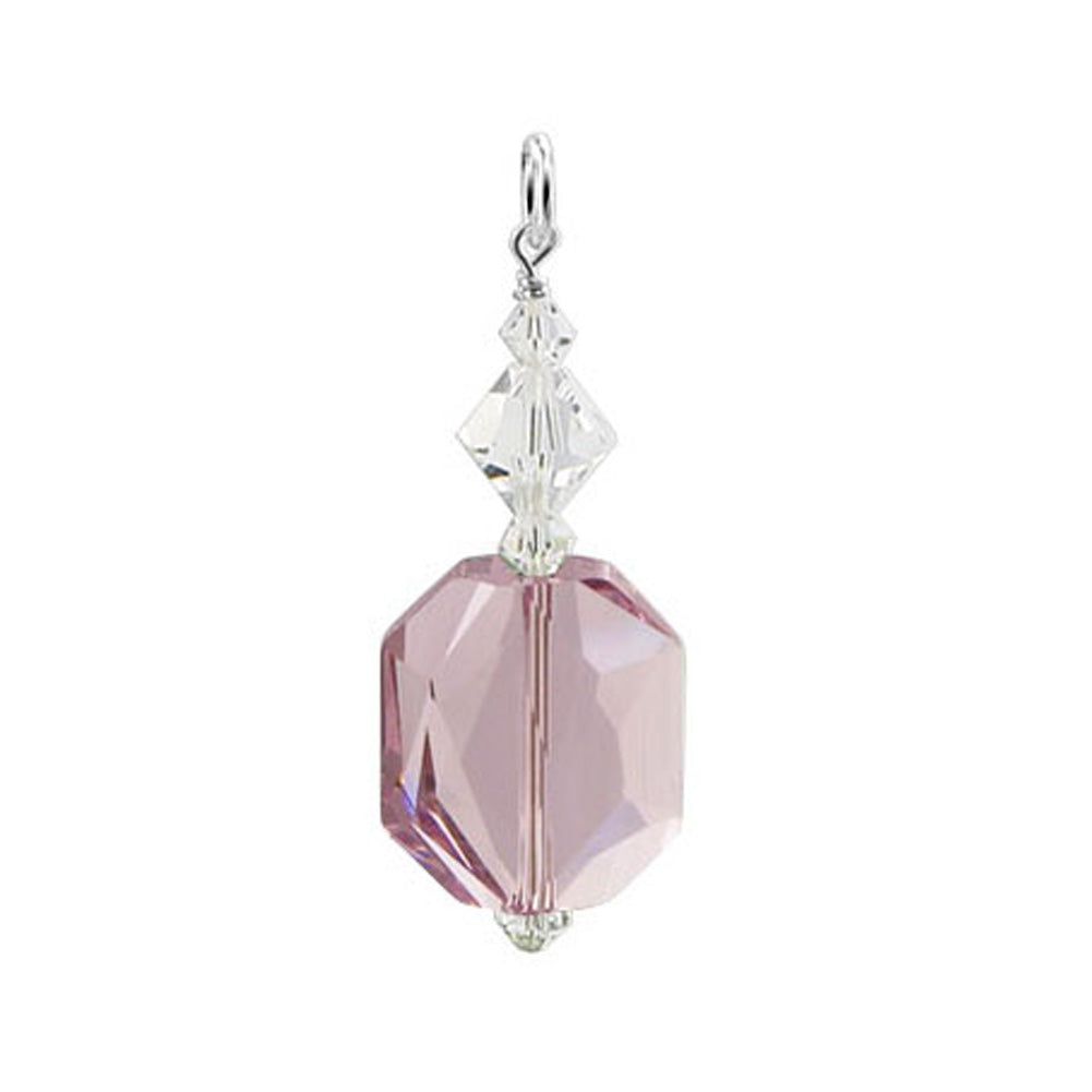 .925 Sterling Silver Pendant with Multifaceted Bicone Austrian Crystal