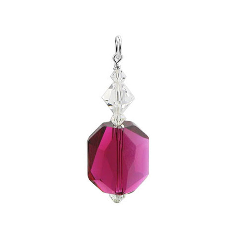 .925 Sterling Silver Pendant with Multifaceted Bicone Austrian Crystal