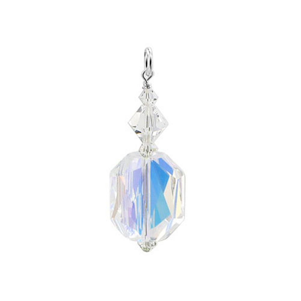 .925 Sterling Silver Pendant with Multifaceted Bicone Austrian Crystal