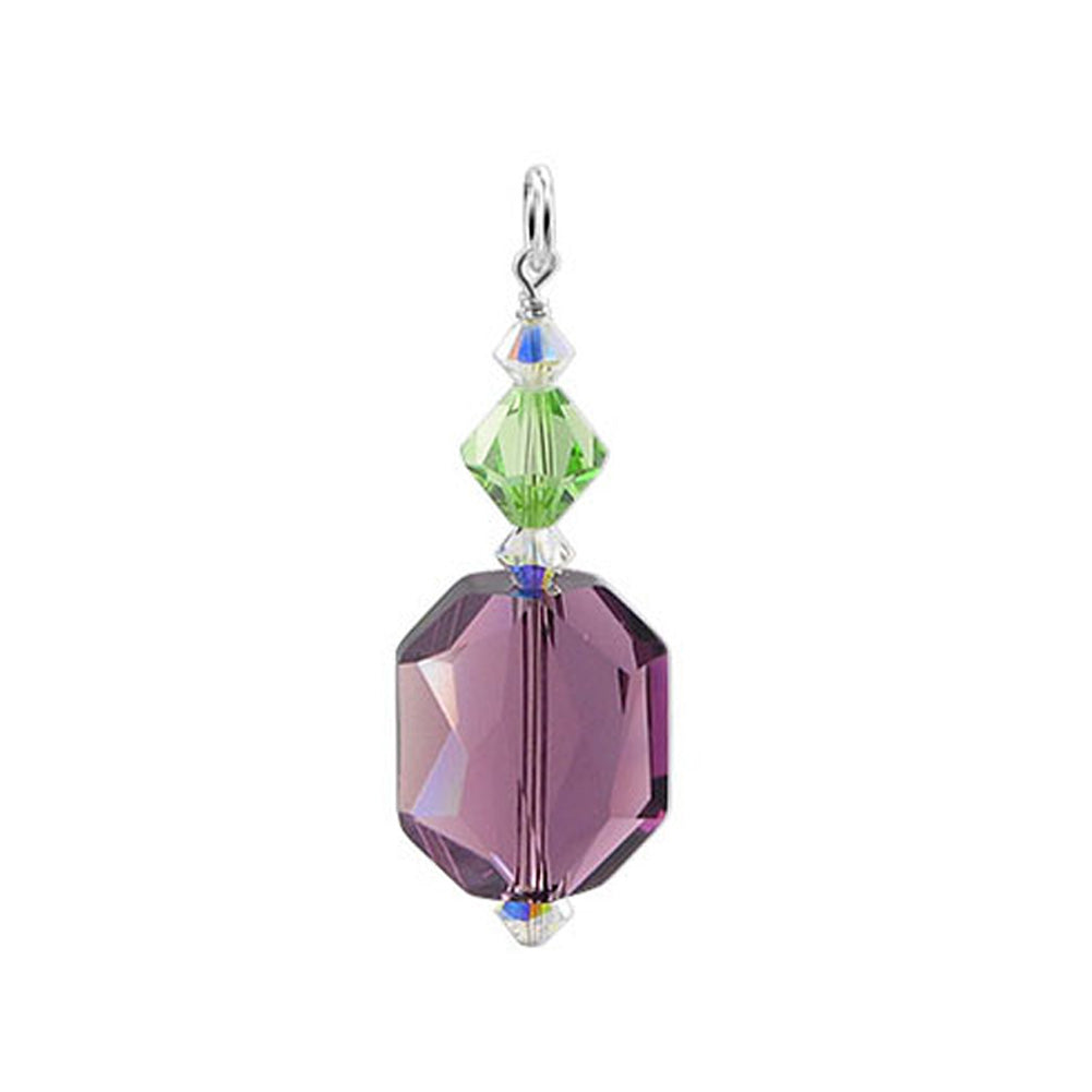 .925 Sterling Silver Pendant with Multifaceted Bicone Austrian Crystal