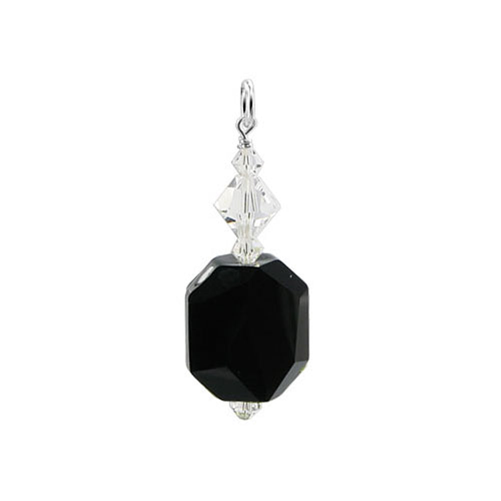 .925 Sterling Silver Pendant with Multifaceted Bicone Austrian Crystal