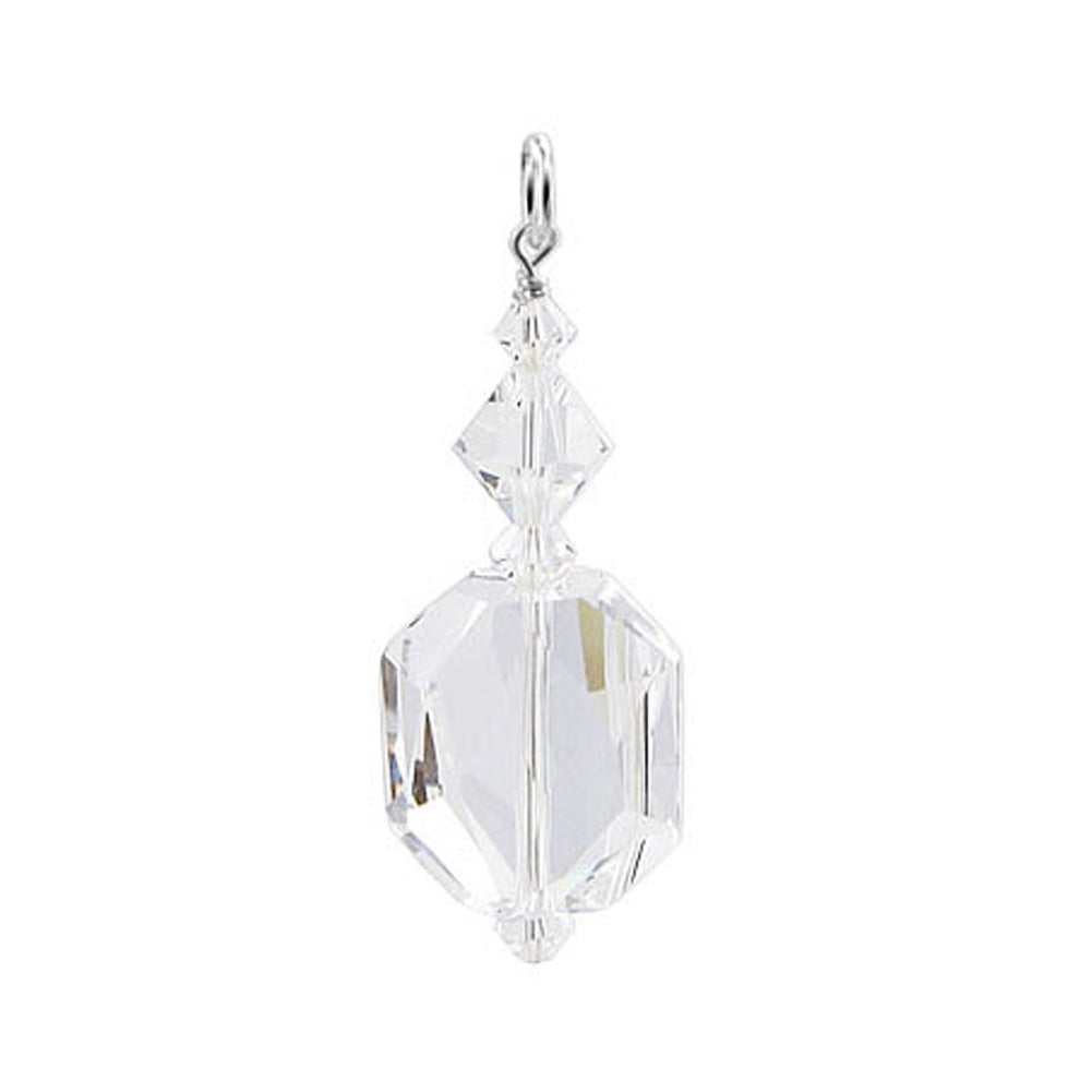 .925 Sterling Silver Pendant with Multifaceted Bicone Austrian Crystal