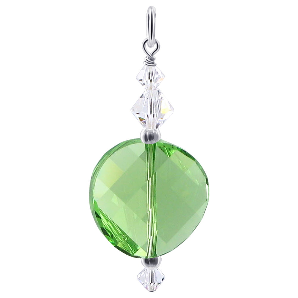 .925 Silver Charm Pendant with Faceted and Bicone Austrian Crystals