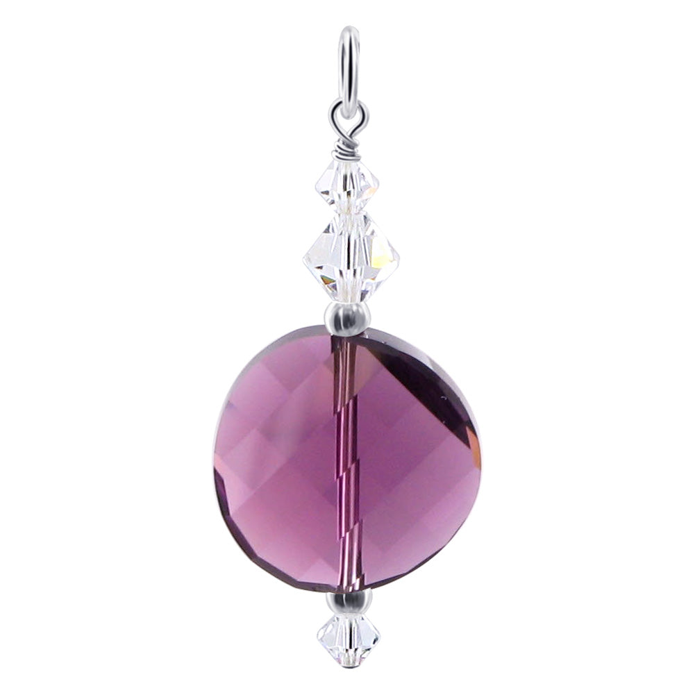 .925 Silver Charm Pendant with Faceted and Bicone Austrian Crystals