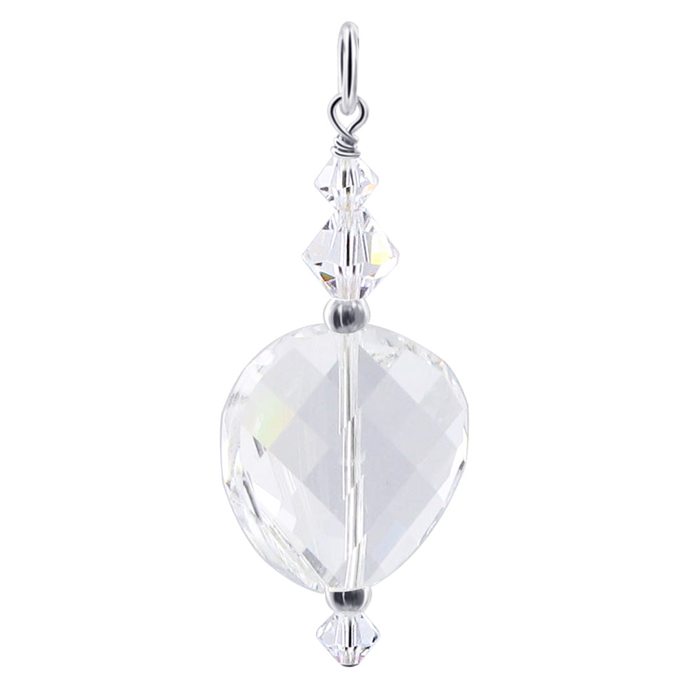 .925 Silver Charm Pendant with Faceted and Bicone Austrian Crystals
