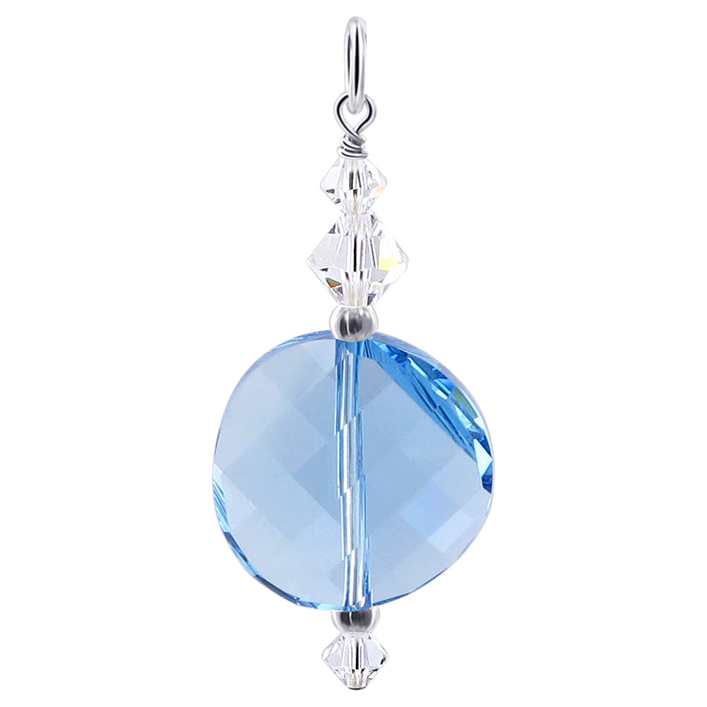 .925 Silver Charm Pendant with Faceted and Bicone Austrian Crystals