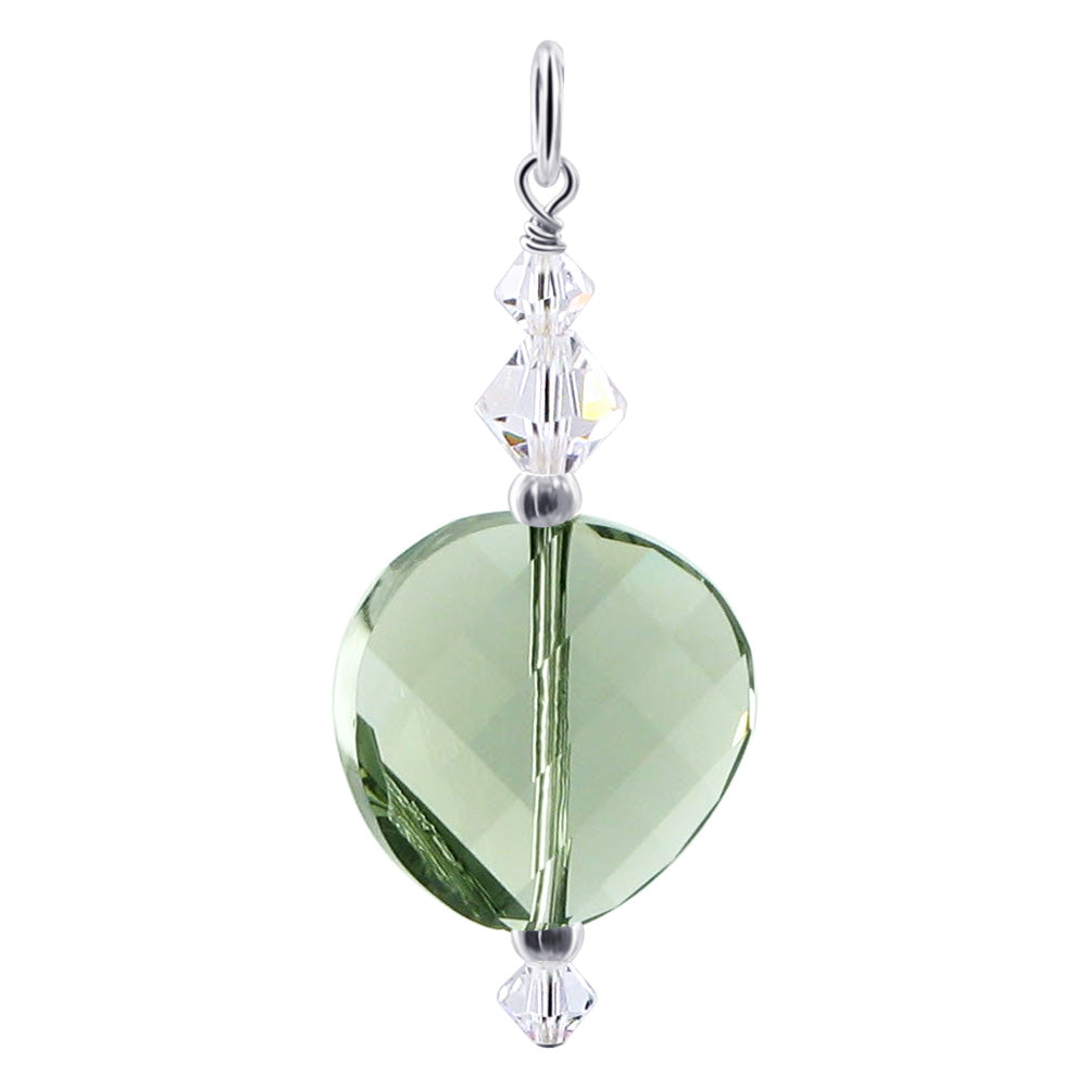 .925 Silver Charm Pendant with Faceted and Bicone Austrian Crystals