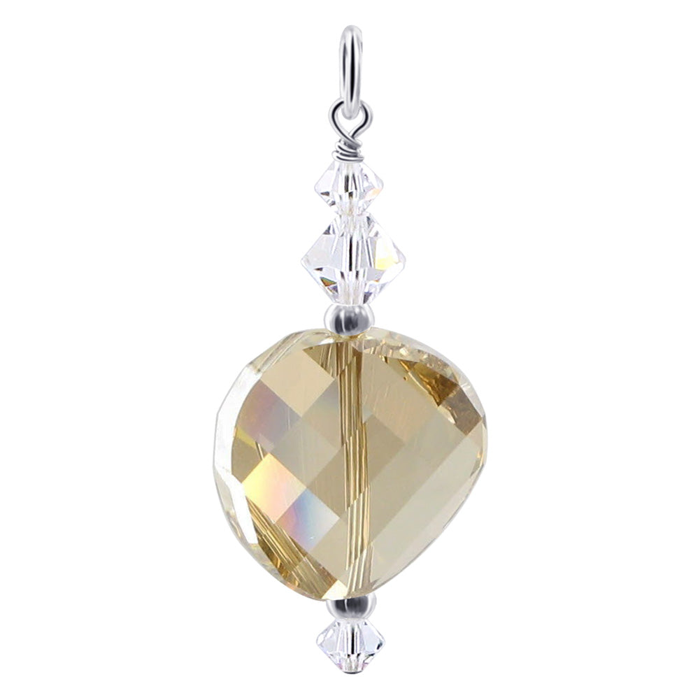 .925 Silver Charm Pendant with Faceted and Bicone Austrian Crystals