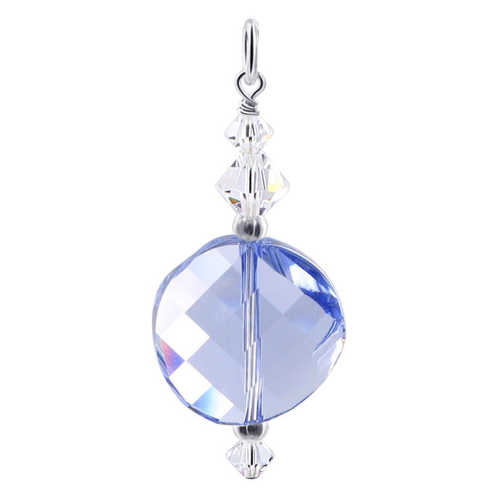 .925 Silver Charm Pendant with Faceted and Bicone Austrian Crystals