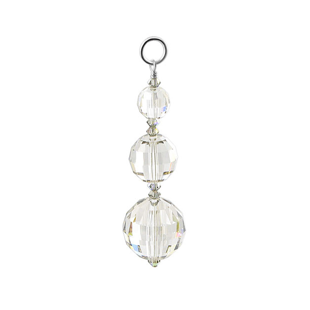 .925 Silver Pendant with Round and Bicone Shaped Austrian Crystals
