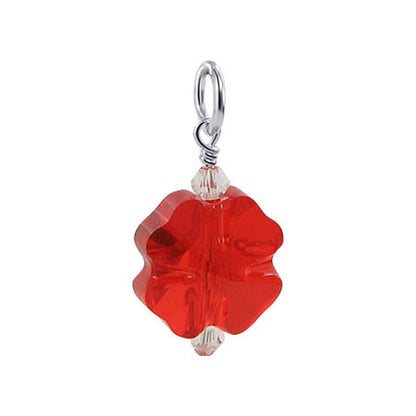 .925 Sterling Silver Pendant with Flower Shape Austrian Crystals Elegant Jewelry