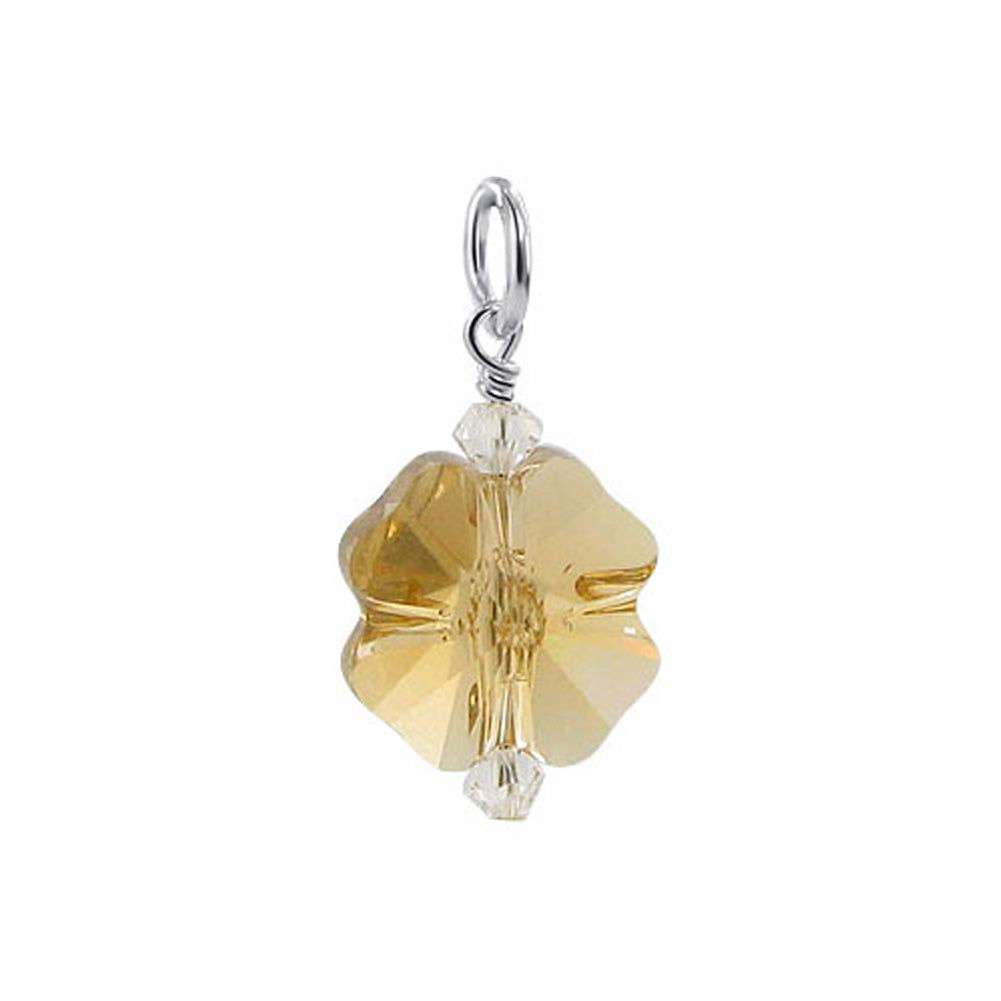 .925 Sterling Silver Pendant with Flower Shape Austrian Crystals