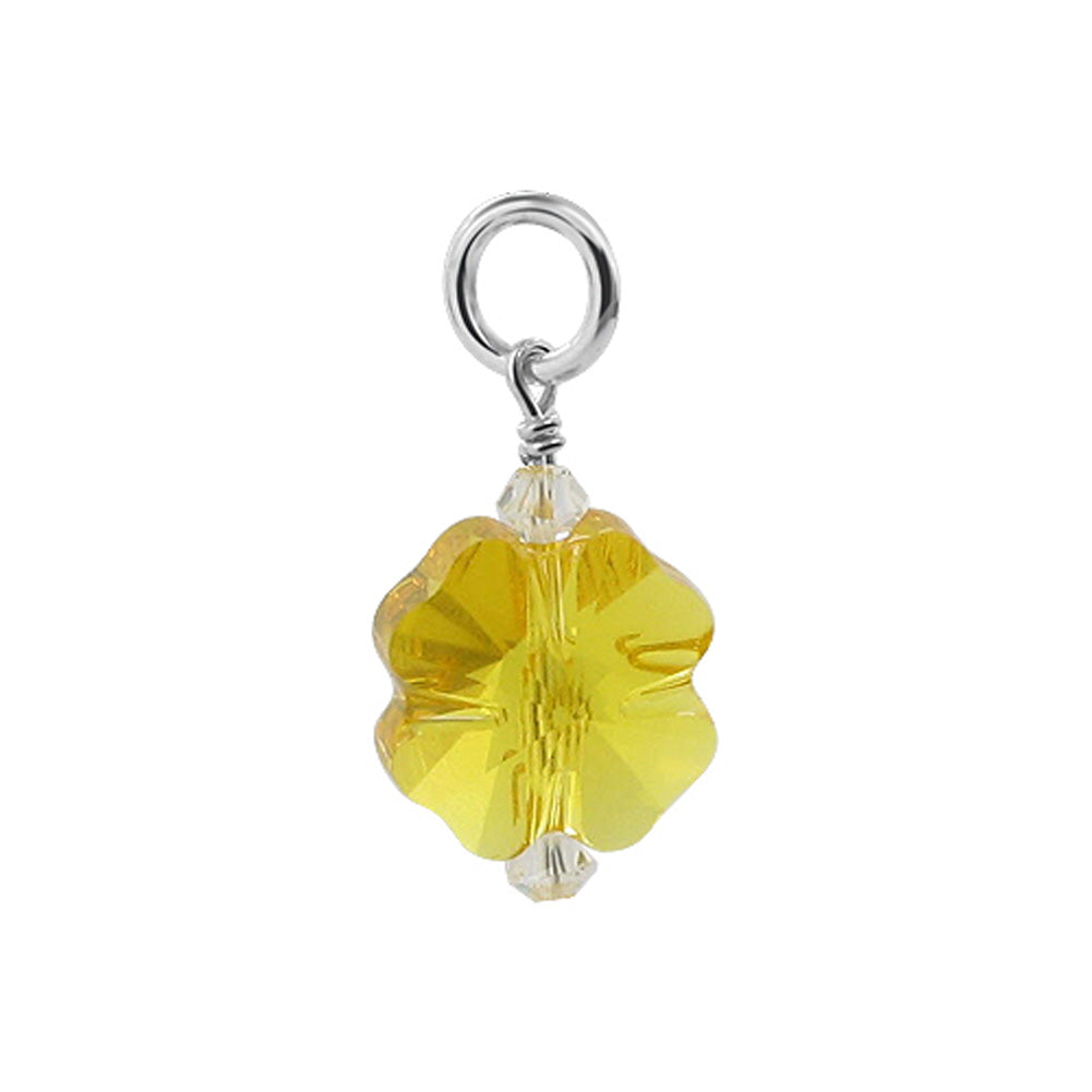 .925 Sterling Silver Pendant with Flower Shape Austrian Crystals