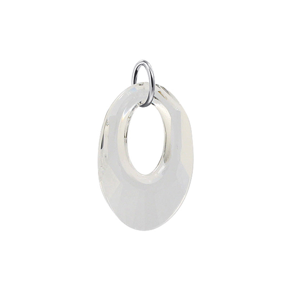 .925 Sterling Silver Pendant with Oval Shaped Austrian Crystal