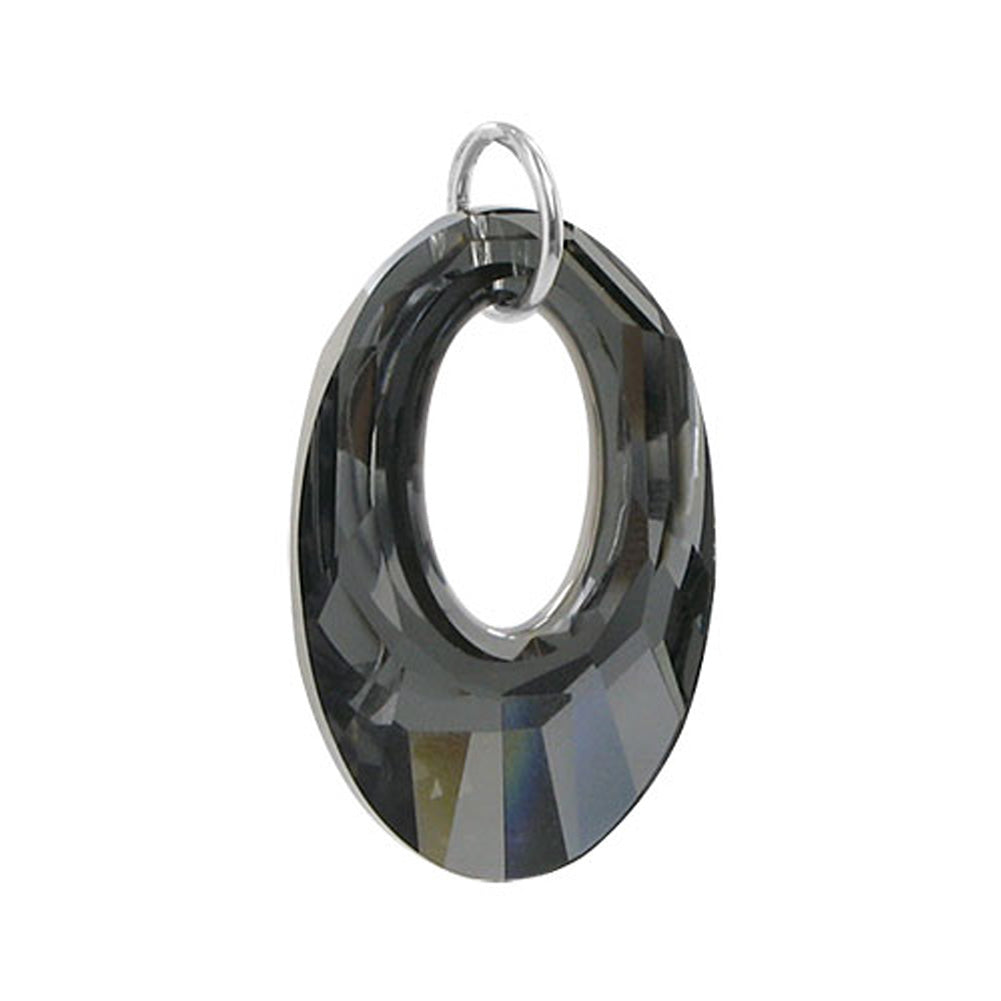.925 Sterling Silver Pendant with Oval Shaped Austrian Crystal