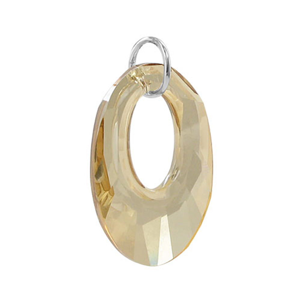 .925 Sterling Silver Pendant with Oval Shaped Austrian Crystal
