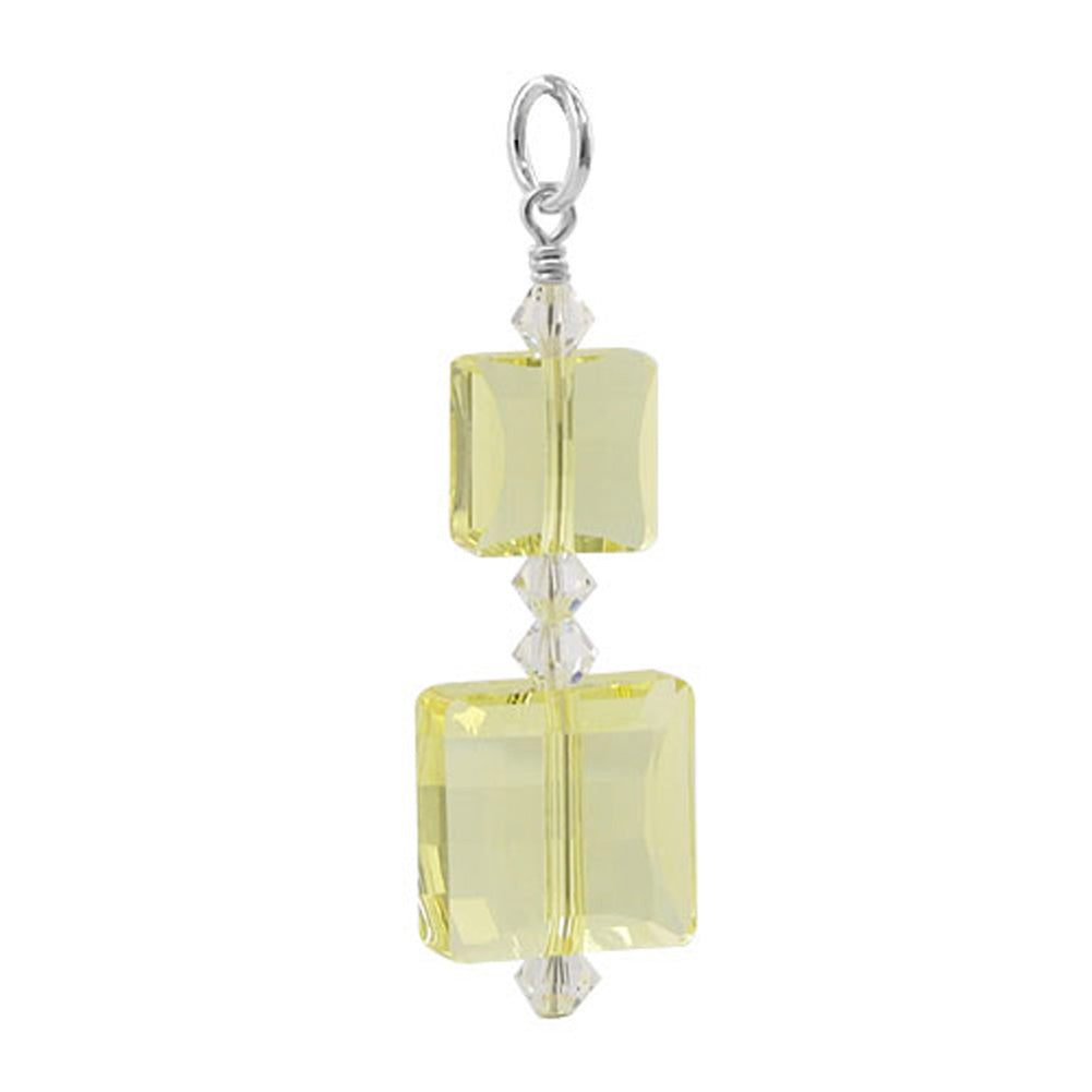 .925 Sterling Silver Pendant with Multi Square Austrian Crystal
