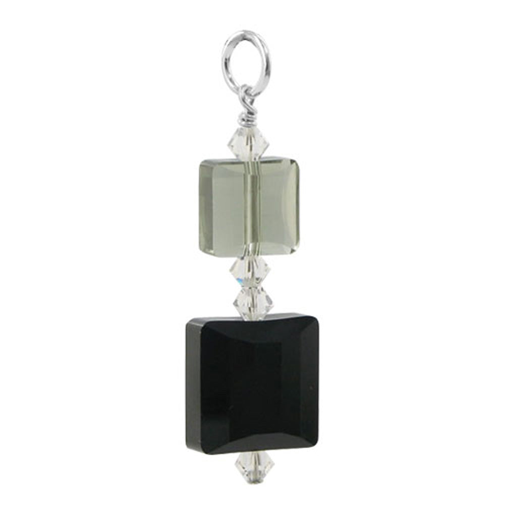 .925 Sterling Silver Pendant with Multi Square Austrian Crystal