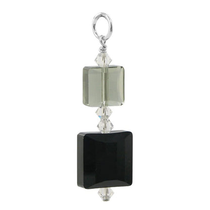 .925 Sterling Silver Pendant with Multi Square Austrian Crystals Elegant Sparkling Necklace Charm
