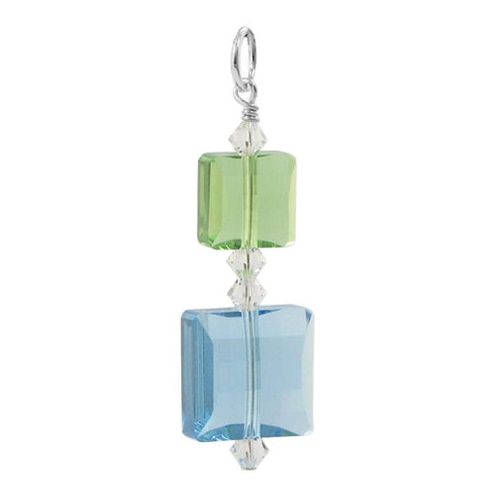 .925 Sterling Silver Pendant with Multi Square Austrian Crystal