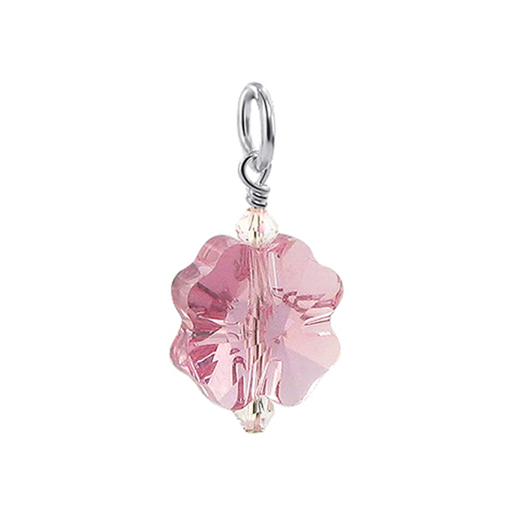 .925 Sterling Silver Pendant with Flower Shape Austrian Crystals