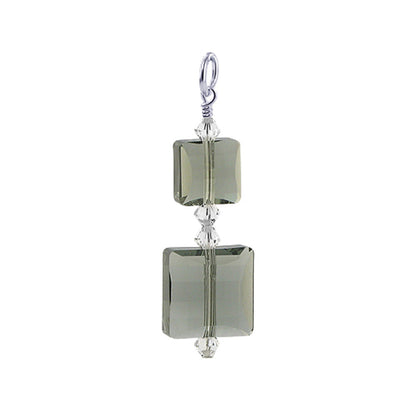 .925 Sterling Silver Pendant with Multi Square Austrian Crystals Elegant Sparkling Necklace Charm