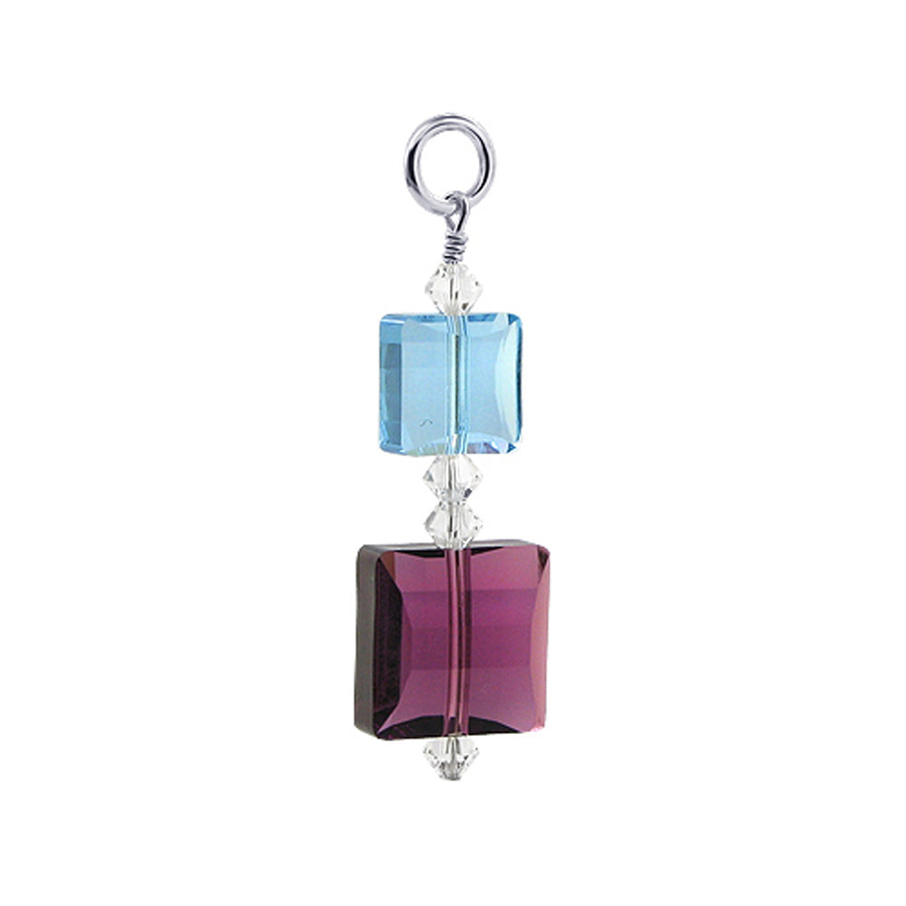 .925 Sterling Silver Pendant with Multi Square Austrian Crystal