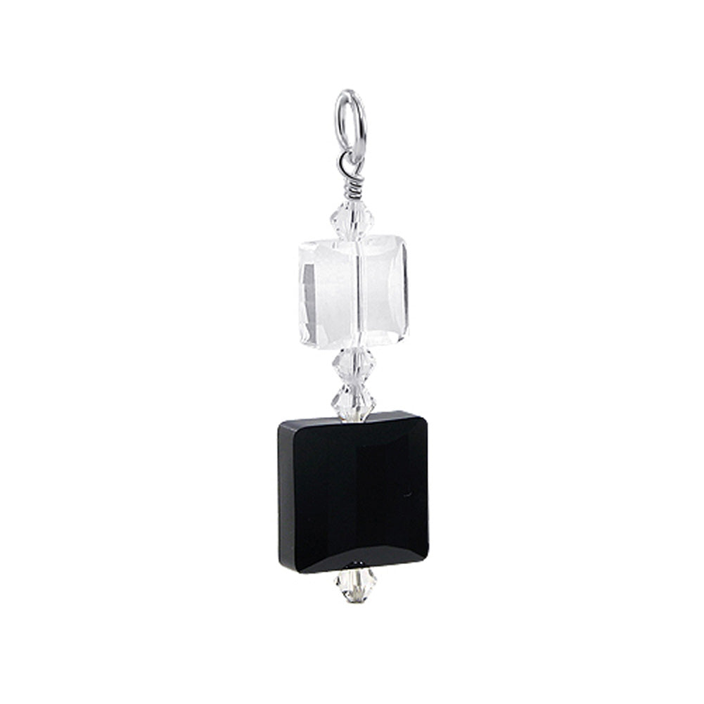 .925 Sterling Silver Pendant with Multi Square Austrian Crystal