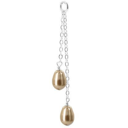 .925 Sterling Silver Teardrop Simulated Pearl Pendant Elegant Classic Jewelry