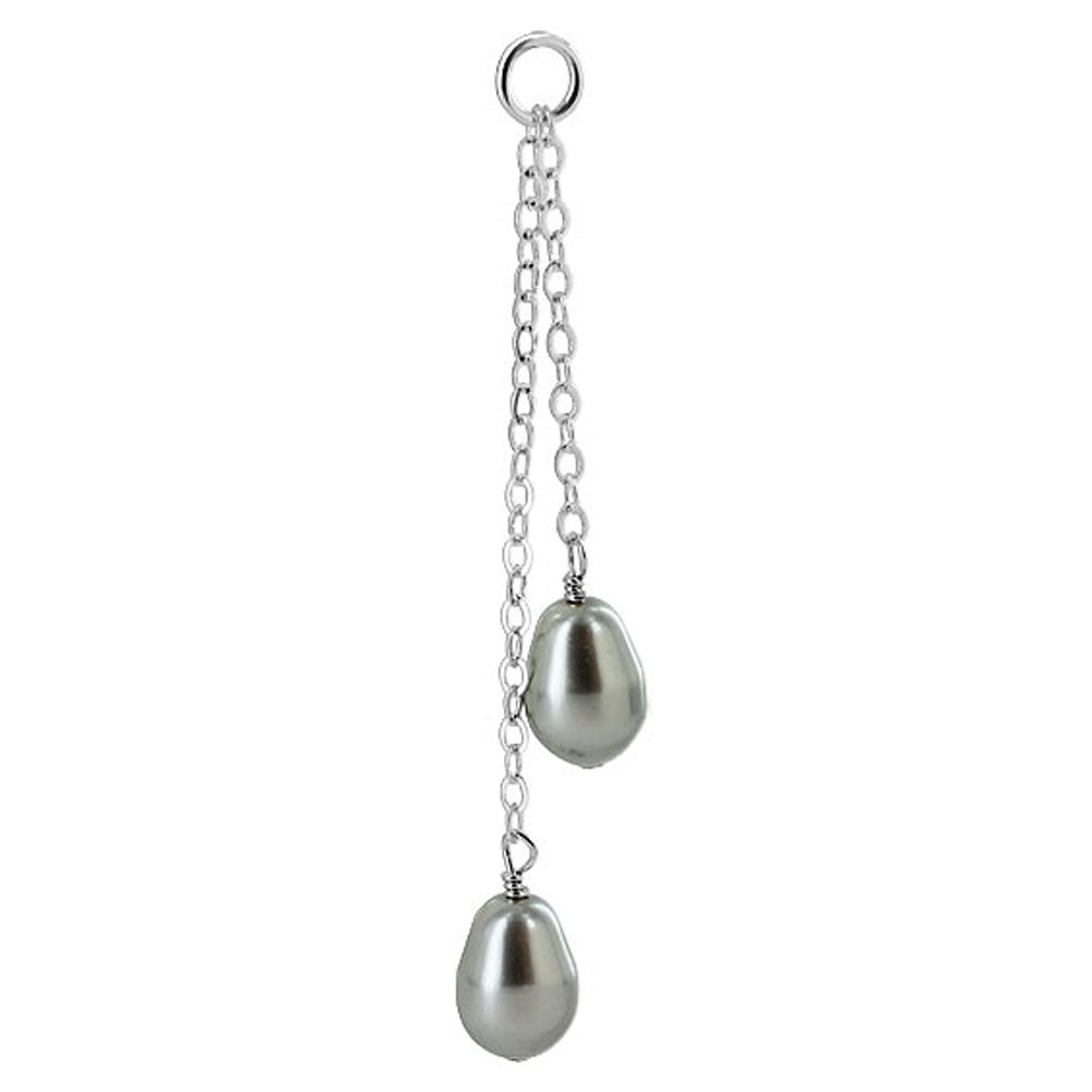 .925 Sterling Silver Teardrop Shaped Simulated Pearl Pendant