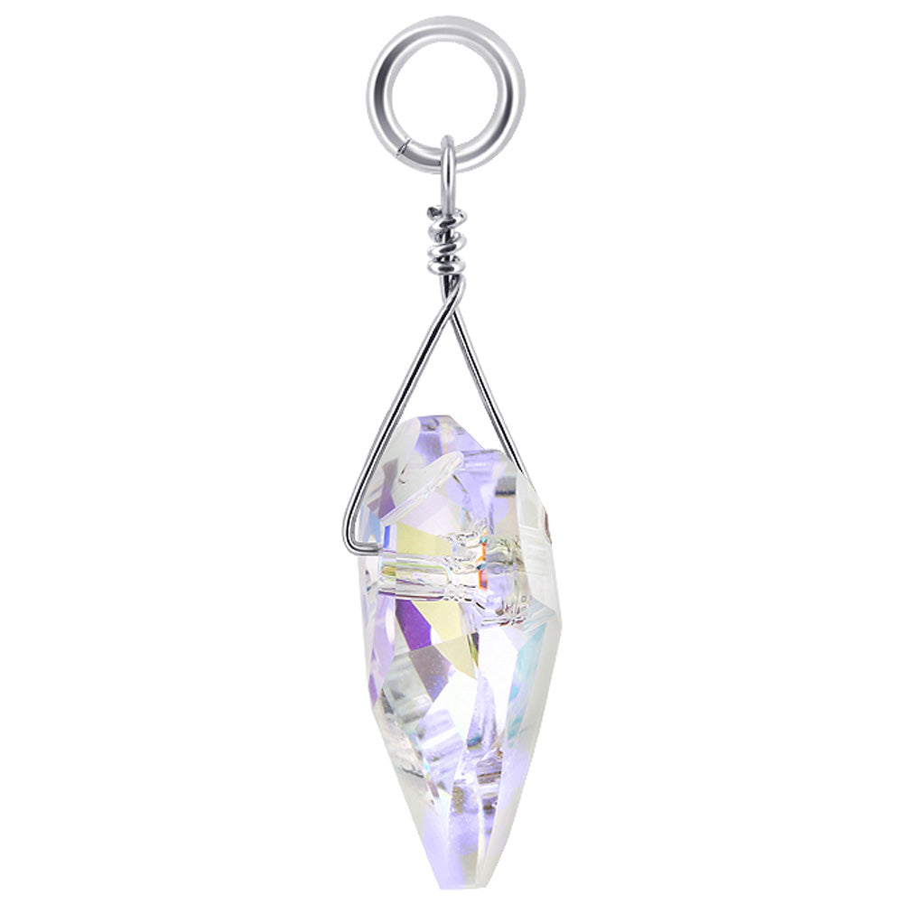 Heart Shape Clear AB Austrian Crystals Sterling Silver Charm Pendant - Gem Avenue