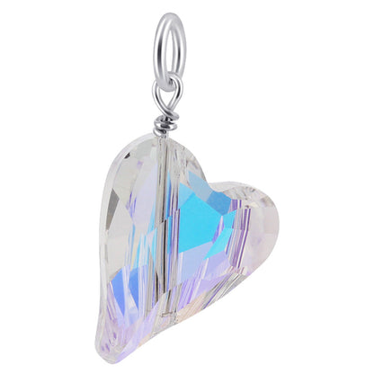 Heart Shape Clear Austrian Crystals Sterling Silver Charm Pendant - Gem Avenue